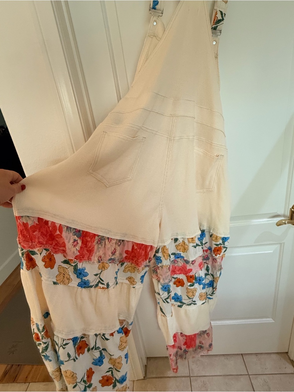 POL Cream Waffle Knit Layer overalls - Picture 3 of 4